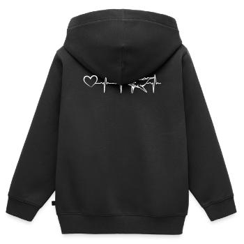 Whale Heartbeat Heart Mignon Whale Heart Beat Whale - Sweat Premium à capuche zippé enfant bio - noir - Dos - AI Model Kid Male (0cm)