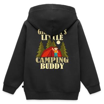 Le petit copain de camping de grand-père - Sweat Premium à capuche zippé enfant bio - noir - Dos - AI Model Kid Male (0cm)
