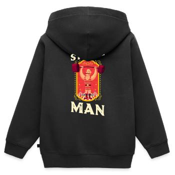 Zirkus Starker Mann - Kinder Premium Organic Zip Hoodie - Schwarz - Hinten - AI Model Kid Male (0cm)