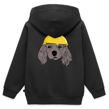 Dog Head Casque de sécurité de chien Chantier de construction Emploi commercial - Sweat Premium à capuche zippé enfant bio - noir - Dos - AI Model Kid Male (0cm)