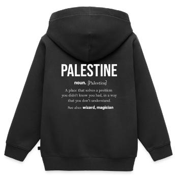 Palästina Geschenk Free Palestine Gaza Streifen - Kinder Premium Organic Zip Hoodie - Schwarz - Hinten - AI Model Kid Male (0cm)
