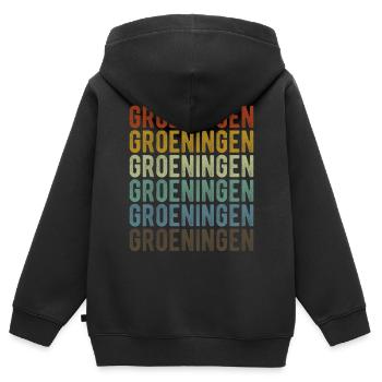 Groeningen Stadt Retro Vintage - Kinder Premium Organic Zip Hoodie - Schwarz - Hinten - AI Model Kid Male (0cm)