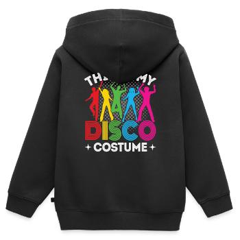 Disco 70s 80s Disco Party Outfit DiscoTheque - Sweat Premium à capuche zippé enfant bio - noir - Dos - AI Model Kid Male (0cm)