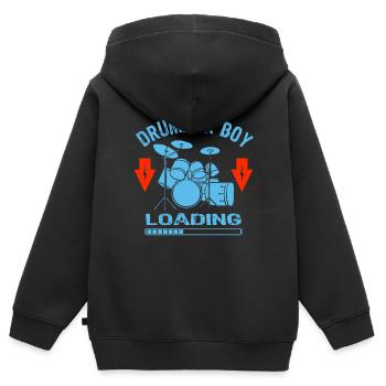Drummer Boy Loading Drumset Cool Drummer Gift - Kinder Premium Organic Zip Hoodie - Schwarz - Hinten - AI Model Kid Male (0cm)