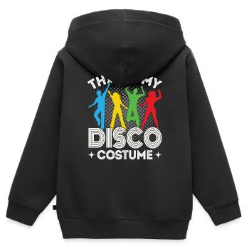 Disco 80s 70s Disco Party Outfit DiscoTheque - Sweat Premium à capuche zippé enfant bio - noir - Dos - AI Model Kid Male (0cm)