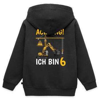 Achtung Ich bin 6 - Kinder Premium Organic Zip Hoodie - Schwarz - Hinten - AI Model Kid Male (0cm)