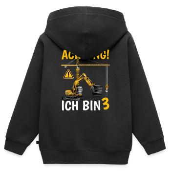 Achtung Ich bin 3 - Kinder Premium Organic Zip Hoodie - Schwarz - Hinten - AI Model Kid Male (0cm)