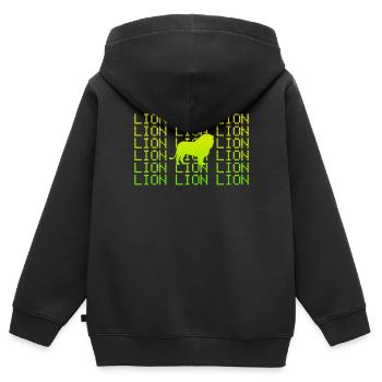 Löwe - Kinder Premium Organic Zip Hoodie - Schwarz - Hinten - AI Model Kid Male (0cm)