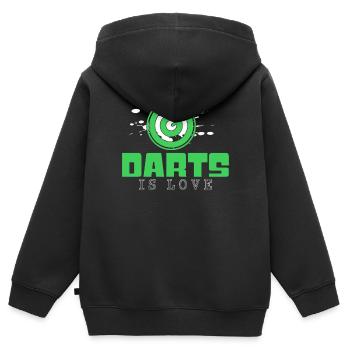 Fléchettes Disant - Sweat Premium à capuche zippé enfant bio - noir - Dos - AI Model Kid Male (0cm)