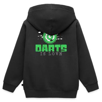 Fléchettes Disant - Sweat Premium à capuche zippé enfant bio - noir - Dos - AI Model Kid Male (0cm)