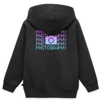 Fotografie - Kinder Premium Organic Zip Hoodie - Schwarz - Hinten - AI Model Kid Male (0cm)