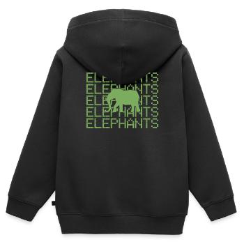 Éléphant - Sweat Premium à capuche zippé enfant bio - noir - Dos - AI Model Kid Male (0cm)