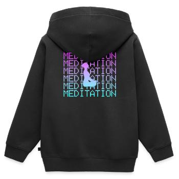 Méditation - Sweat Premium à capuche zippé enfant bio - noir - Dos - AI Model Kid Male (0cm)