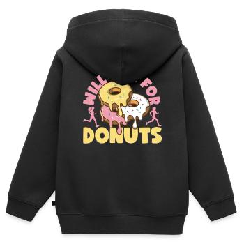 Running Runner Semi-Marathon Donut - Sweat Premium à capuche zippé enfant bio - noir - Dos - AI Model Kid Male (0cm)
