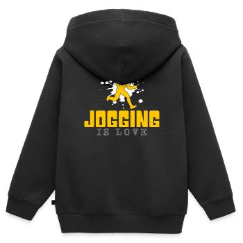 Faire du jogging - Sweat Premium à capuche zippé enfant bio - noir - Dos - AI Model Kid Male (0cm)