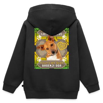 Basenji Doa, Hund, Bongo-Rassehund lustiger Spruch - Kinder Premium Organic Zip Hoodie - Schwarz - Hinten - AI Model Kid Male (0cm)