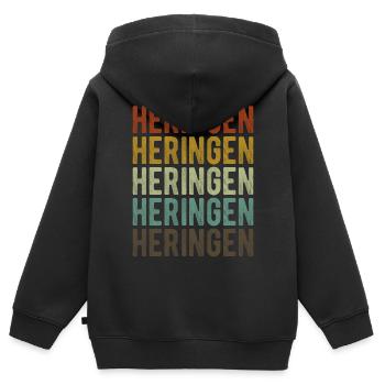 Heringen Stadt Retro Vintage - Kinder Premium Organic Zip Hoodie - Schwarz - Hinten - AI Model Kid Male (0cm)