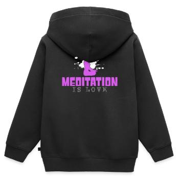 Méditation - Sweat Premium à capuche zippé enfant bio - noir - Dos - AI Model Kid Male (0cm)