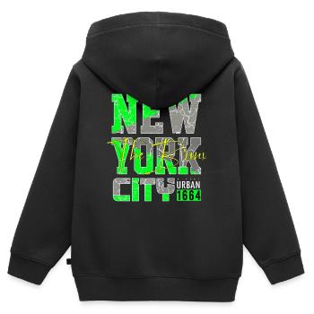 New York Le Bronx États-Unis Amérique - Sweat Premium à capuche zippé enfant bio - noir - Dos - AI Model Kid Male (0cm)