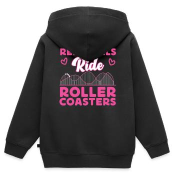 Roller Coaster Girl Real Girls - Kinder Premium Organic Zip Hoodie - Schwarz - Hinten - AI Model Kid Male (0cm)