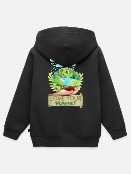 Día Mundial del Medio Ambiente, Día Mundial del Medio Ambiente Protección del Medio Ambiente - Sudadera Premium con capucha y cremallera infantil orgánica - negro