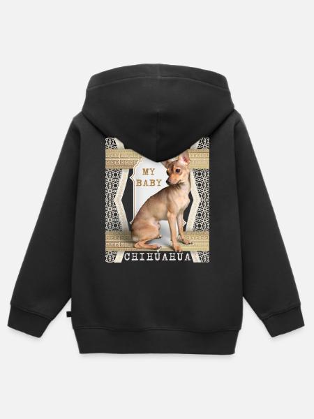 Chihuahua, Rassehund - Kinder Premium Organic Zip Hoodie - Schwarz