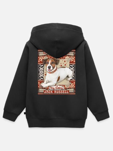 Jack-Russell-Terrier, Hund, Liebe-Love - Kinder Premium Organic Zip Hoodie - Schwarz
