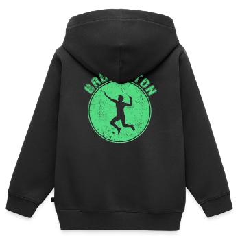 Badminton - Kinder Premium Organic Zip Hoodie - Schwarz - Hinten - AI Model Kid Male (0cm)