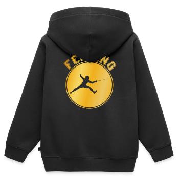 Escrime - Sweat Premium à capuche zippé enfant bio - noir - Dos - AI Model Kid Male (0cm)