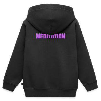 Méditation - Sweat Premium à capuche zippé enfant bio - noir - Dos - AI Model Kid Male (0cm)