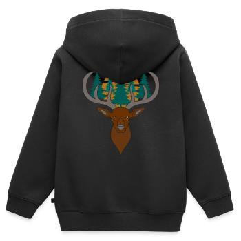 Rothirsch Geweih mit Hirschgeweih - Kinder Premium Organic Zip Hoodie - Schwarz - Hinten - AI Model Kid Male (0cm)