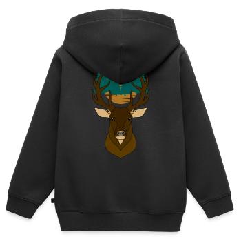 Rothirsch Geweih mit Hirschgeweih - Kinder Premium Organic Zip Hoodie - Schwarz - Hinten - AI Model Kid Male (0cm)
