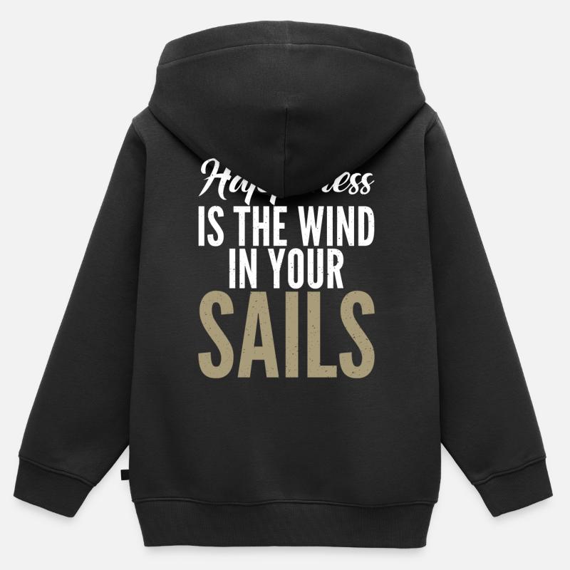 Catamaran à voile - Sweat Premium à capuche zippé enfant bio - noir