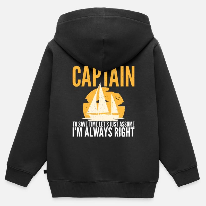 Catamaran à voile - Sweat Premium à capuche zippé enfant bio - noir