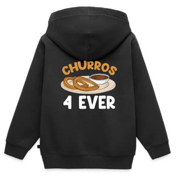 Churro Gift Mexico Nourriture - Sweat Premium à capuche zippé enfant bio - noir - Dos - AI Model Kid Male (0cm)
