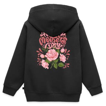 Happy-Mothers-Day, Muttertag, mit Rosen-Dekor - Kinder Premium Organic Zip Hoodie - Schwarz - Hinten - AI Model Kid Male (0cm)