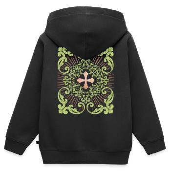 Jesus-Kreuz, Jesus Christus Kreuz, Vintage-Kreuz - Kinder Premium Organic Zip Hoodie - Schwarz - Hinten - AI Model Kid Male (0cm)