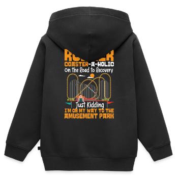 Roller Coaster Roller - Kinder Premium Organic Zip Hoodie - Schwarz - Hinten - AI Model Kid Male (0cm)
