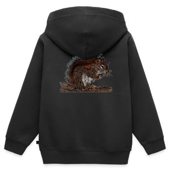 Eichhörnchen Kunst Waldtier Design mit Nagetier - Kinder Premium Organic Zip Hoodie - Schwarz - Hinten - AI Model Kid Male (0cm)