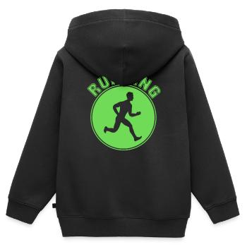 Faire du jogging - Sweat Premium à capuche zippé enfant bio - noir - Dos - AI Model Kid Male (0cm)