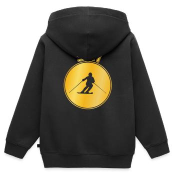 Ski - Sweat Premium à capuche zippé enfant bio - noir - Dos - AI Model Kid Male (0cm)