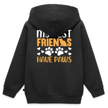 Katzenliebhaber - Katzenbesitzer - Kinder Premium Organic Zip Hoodie - Schwarz - Hinten - AI Model Kid Male (0cm)
