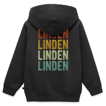 Linden Stadt Retro Vintage - Kinder Premium Organic Zip Hoodie - Schwarz - Hinten - AI Model Kid Male (0cm)