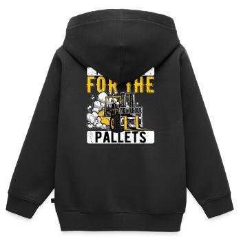 Conducteur de chariot élévateur Conducteur de chariot élévateur Chariot élévateur - Sweat Premium à capuche zippé enfant bio - noir - Dos - AI Model Kid Male (0cm)