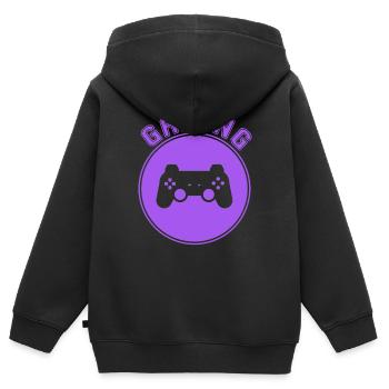 Gaming - Kinder Premium Organic Zip Hoodie - Schwarz - Hinten - AI Model Kid Male (0cm)