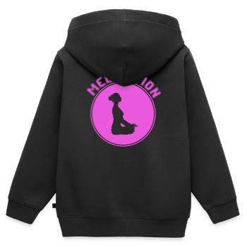 Meditation - Kinder Premium Organic Zip Hoodie - Schwarz - Hinten - AI Model Kid Male (0cm)