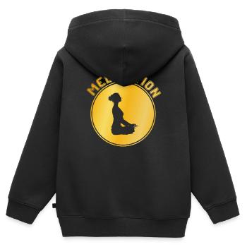 Méditation - Sweat Premium à capuche zippé enfant bio - noir - Dos - AI Model Kid Male (0cm)