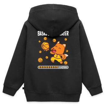 Basketball Player Loading Basketballer Fox Design - Kinder Premium Organic Zip Hoodie - Schwarz - Hinten - AI Model Kid Male (0cm)