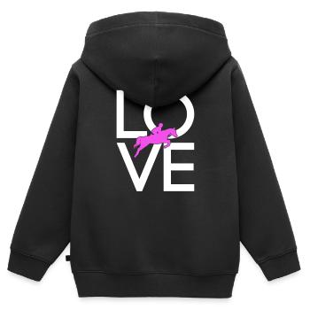 Équitation - Sweat Premium à capuche zippé enfant bio - noir - Dos - AI Model Kid Male (0cm)