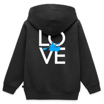 Kanu - Kinder Premium Organic Zip Hoodie - Schwarz - Hinten - AI Model Kid Male (0cm)